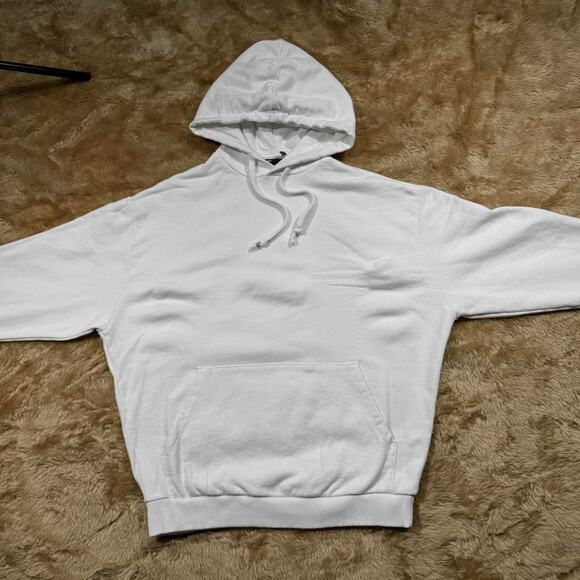 Vintage ASOS Design White Oversized Hoodie Back Graphic Unisex Size M - Picture 3 of 6